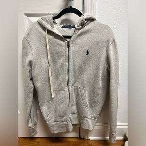 GREY POLO ZIP UP HOODIE - SIZE SMALL